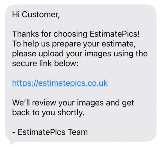 Receive upload link SMS